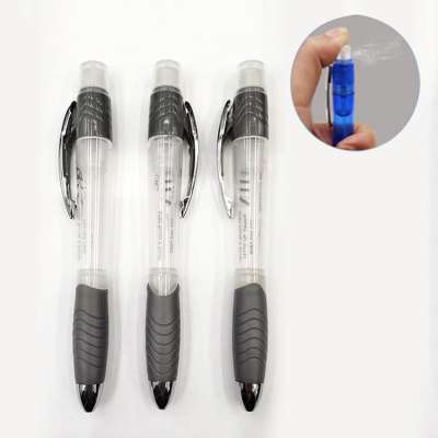 Personalized custom logo stationery advertising promotion plastic ball pen with hand sanitizer sprayer