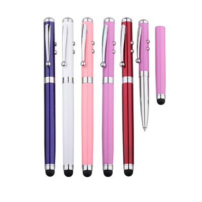 Promotional multifunction luxury metal engraved light logo led ball pen