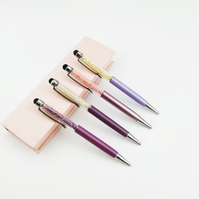 Promotional women girl beautiful shiny ballpoint metal crystal filled pen