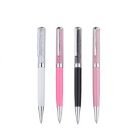 Promotional girl beautiful shiny metal crystal ball pen with diamond