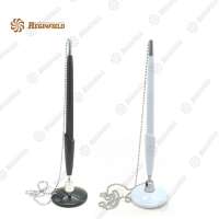 High quality custom logo bank hotel office stationery plastic desk counter pen with holder and chain